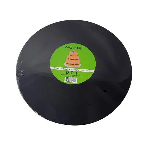 [DPI1171] Cake Board Round - Black Foil 10" 4mm