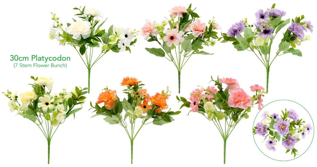 Decorative Artificial Flowers - 7 Stem 30CM Platycodon Flowers