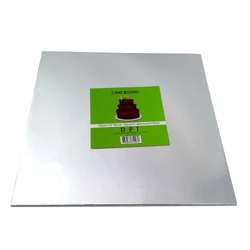 [DPI1193] Cake Board Square - Silver Foil 10" 4mm