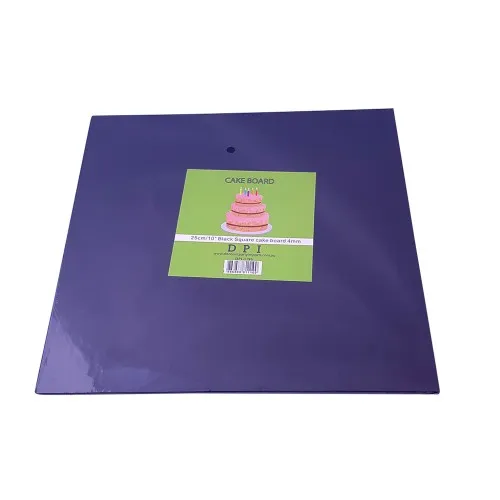 [DPI1196] Cake Board Square - Black Foil 10"  4mm