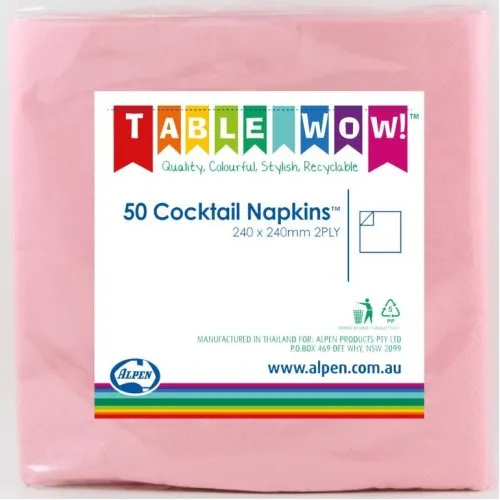 NAPKIN COCKTAIL LT.PINK P50