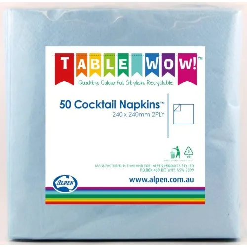 NAPKIN COCKTAIL LT.BLUE P50