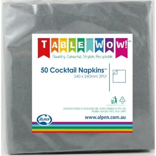 [380078] NAPKIN COCKTAIL SILVER P50