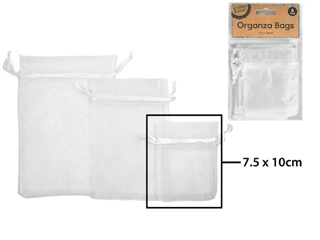 ORGANZA BAG 7.5X10CM WHITE/6 [144/12]