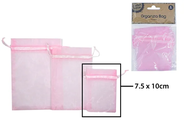 [CRAFT 255252] ORGANZA BAG 7.5X10CM PINK/6 [144/12]