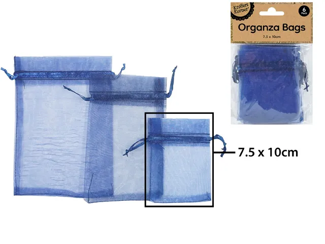 [CRAFT 255283] ORGANZA BAG 7.5X10CM NAVY/6 [144/12]