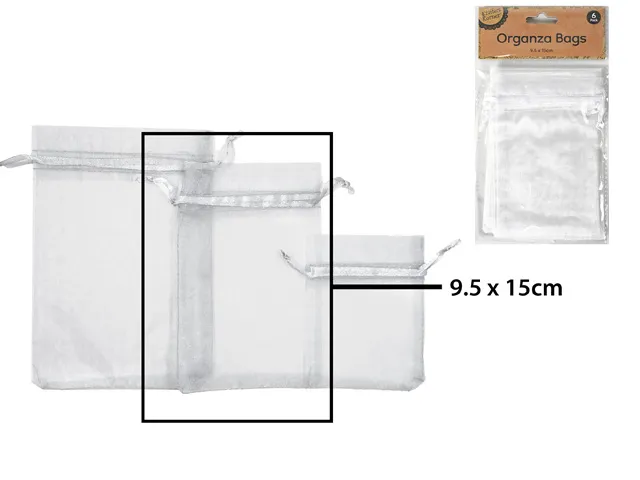 [CRAFT 255306] ORGANZA BAG 9.5X15CM WHITE/6 [144/12]
