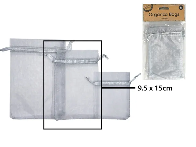 [CRAFT 255320] ORGANZA BAG 9.5X15CM SILVER/6 [144/12]