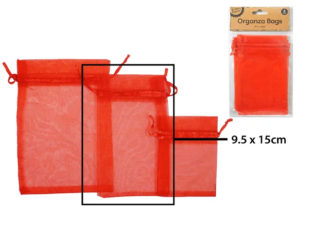 [CRAFT 255344] ORGANZA BAG 9.5X15CM RED/6 [144/12]
