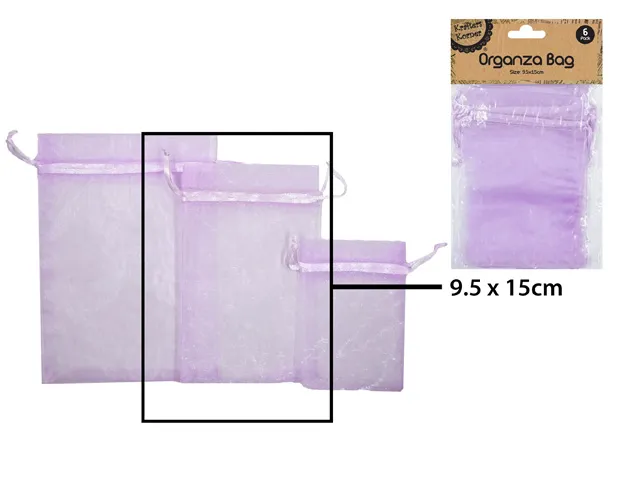 [CRAFT 255399] ORGANZA BAG 9.5X15CM LAVENDER/6 [144/12]