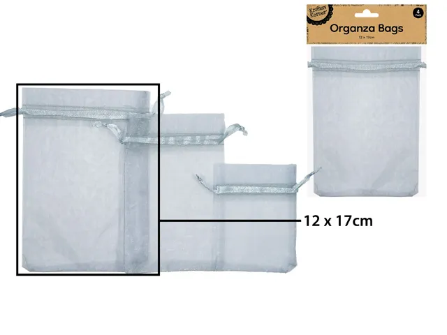 [CRAFT 255429] ORGANZA BAG 12X17CM SILVER/4 [144/12]
