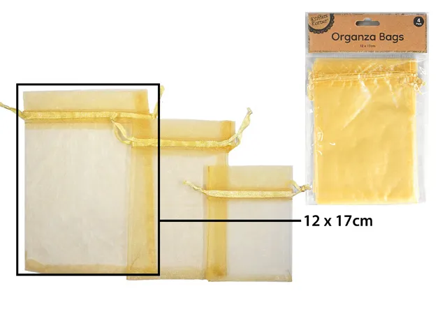 [CRAFT 255436] ORGANZA BAG 12X17CM GOLD/4 [144/12]