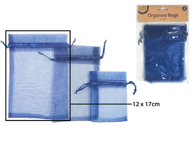 [CRAFT 255481] ORGANZA BAG 12X17CM NAVY/4 [144/12]