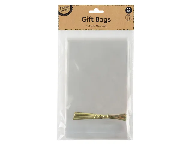 GIFT BAG GUSSETED W/TIES 20PK [144/12]