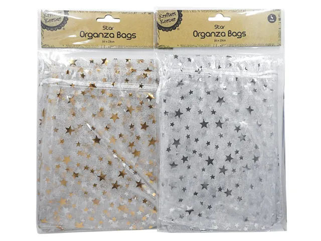 [CRAFT 319985] ORGANZA STAR GIFT BAG 4PC [144/12]