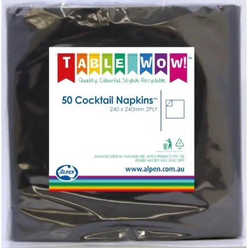 [380089] NAPKIN COCKTAIL BLACK P50